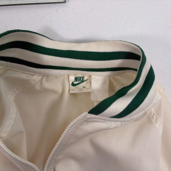 Vintage 80s Nike Windbreaker Jacket Mens Size L White Green Full Zip - Picture 5 of 5